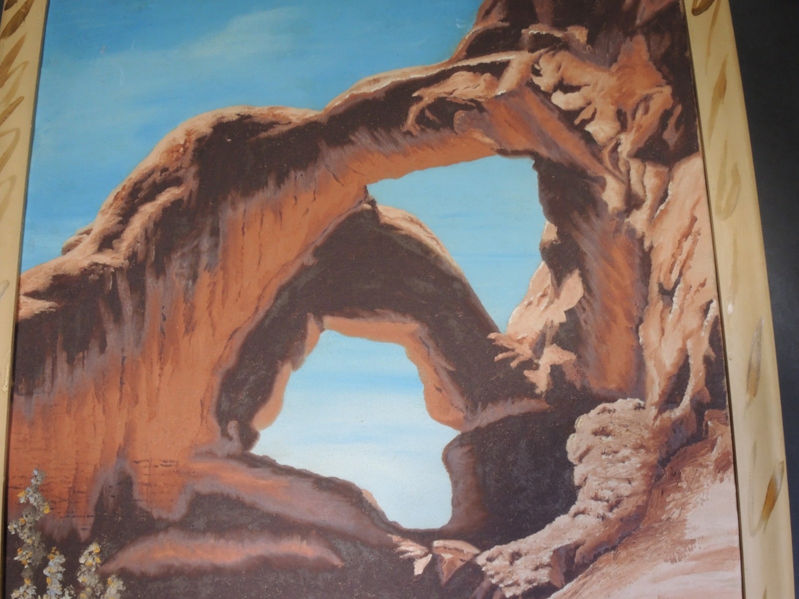 Vintage Signed 1938 Oil Painting of the Double O Arch, Arches National Park Utah