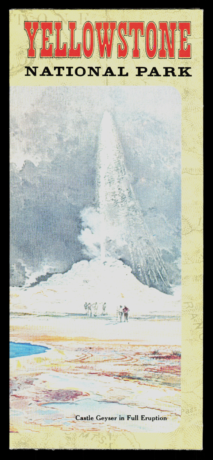 1967 Yellowstone National Park Folding Flyer Map Pamphlet Vintage