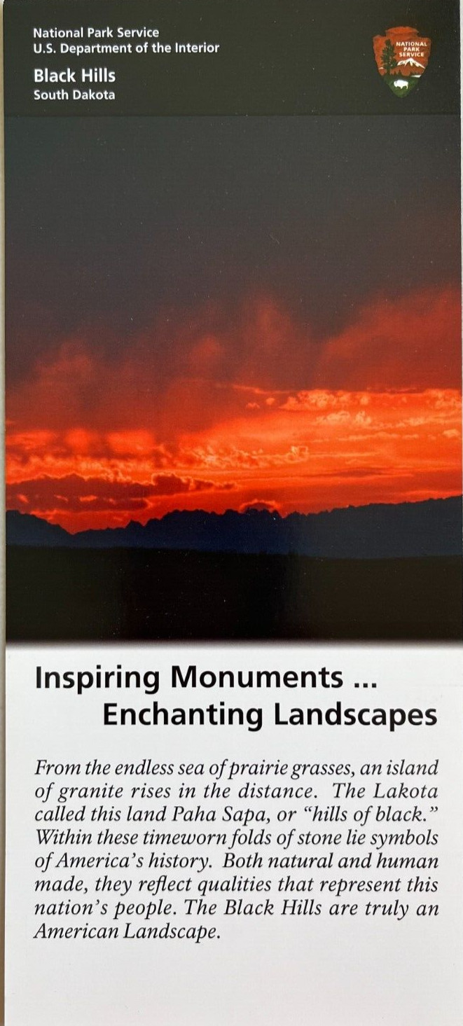 MONUMENTS & LANDSCAPES/BLACK HILLS NATIONAL PARK SERVICE RACK CARD BROCHURE