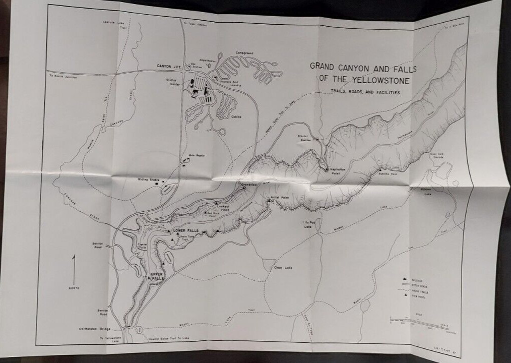 1960’s Travel Brochure Yellowstone National Park Guide To The Canyon Area Falls
