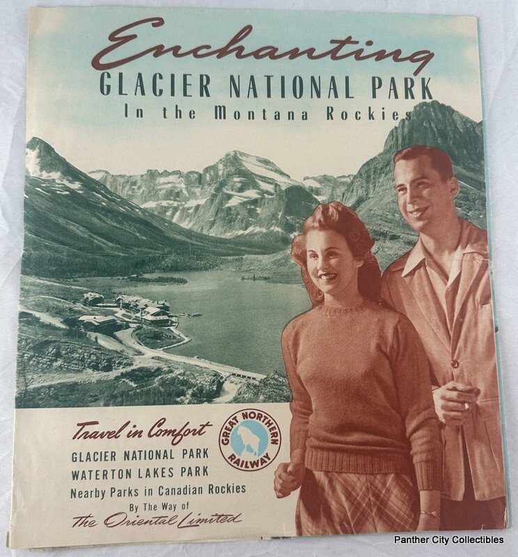 1948 Large Enchanting Glacier National Park Brochure Map Great Northern Railway