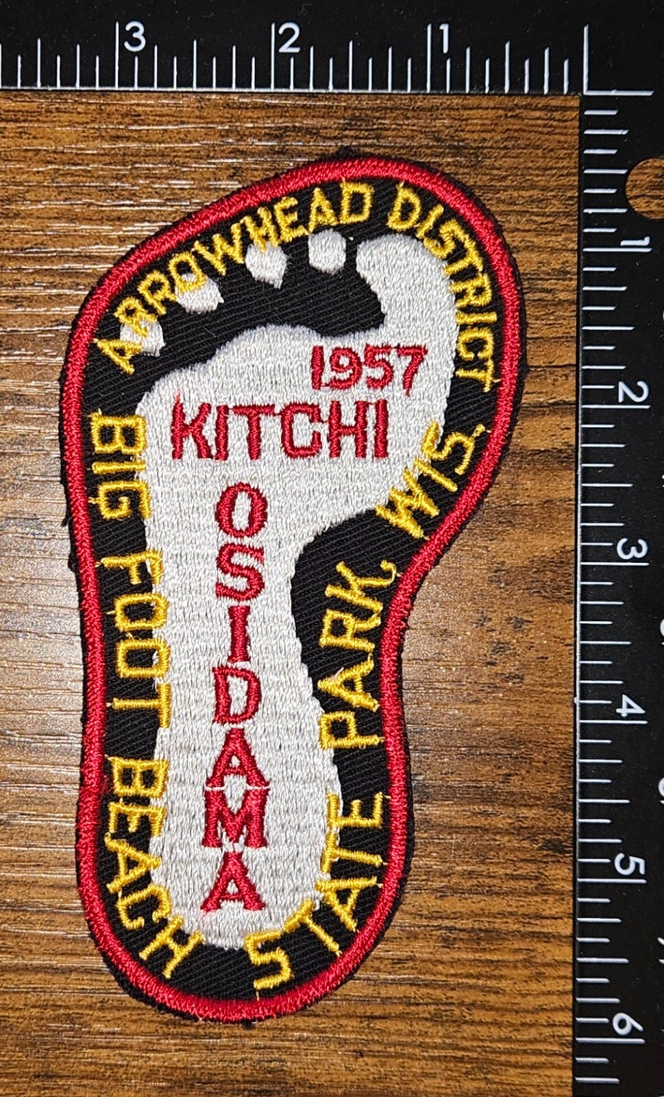 Vintage 1957 Big Foot Beach State Park Wisconsin Kitchi Osidama BSA Patch