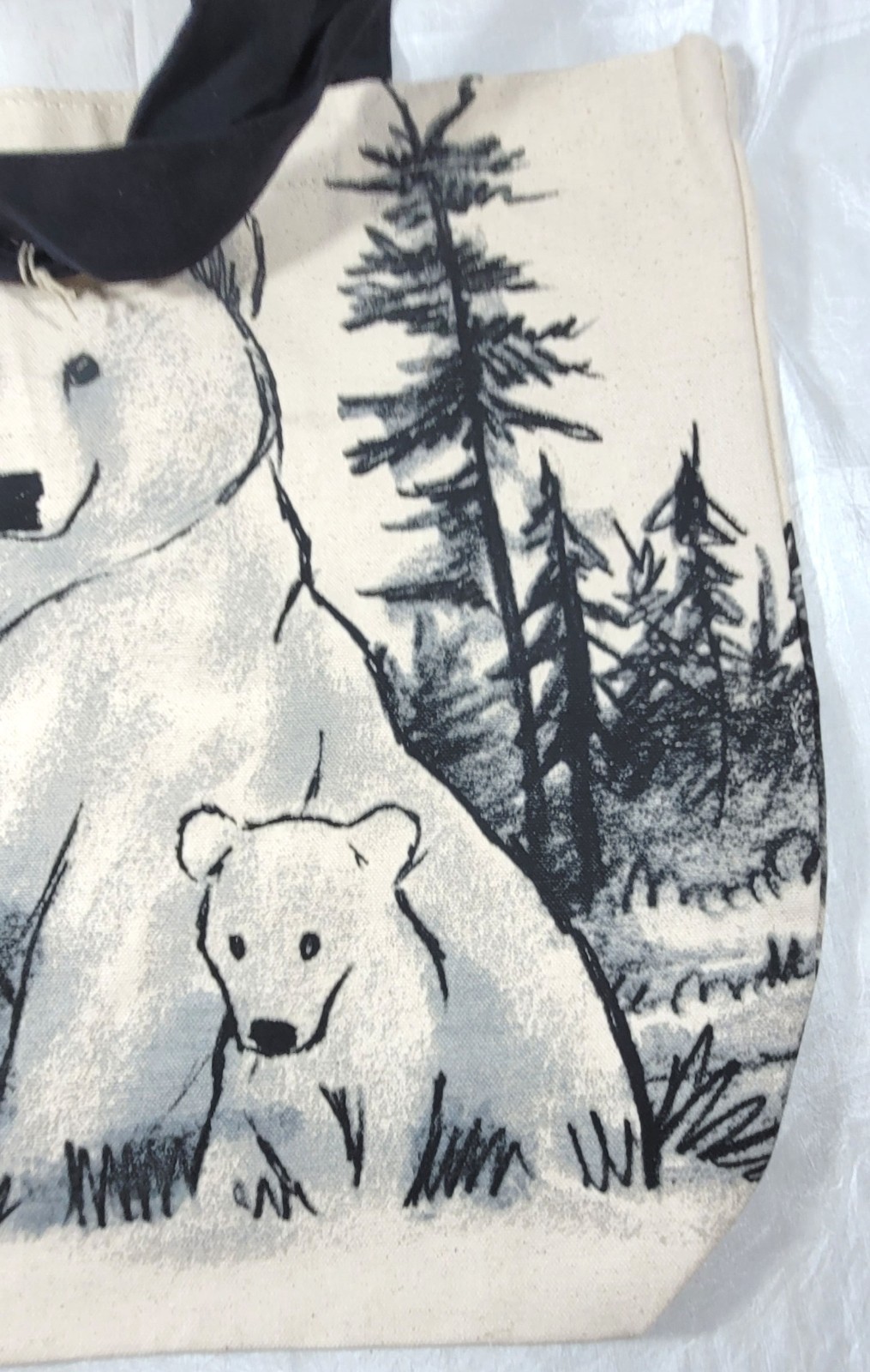 2 Large Yosemite National Park Grizzly Bear Canvas Shopper Totes 15″ Tall x 18″W