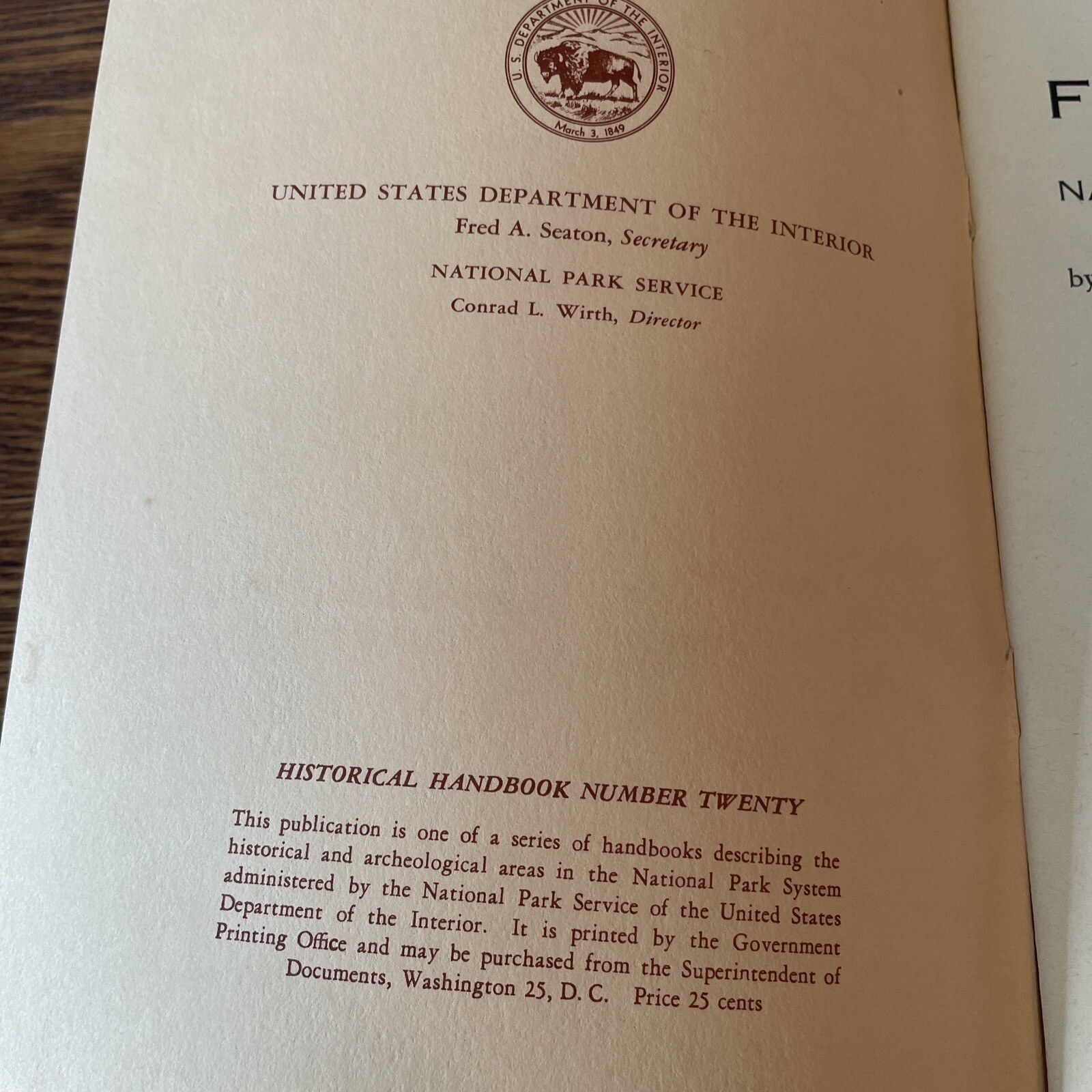 Fort Laramie National Monument Booklet David Hieb 1954