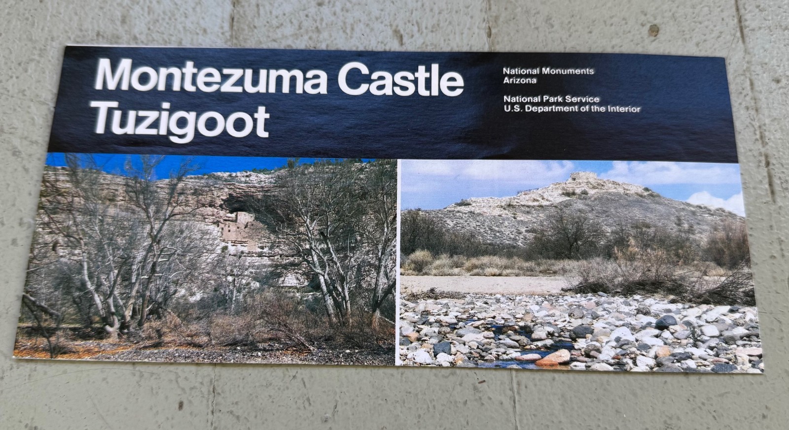 Vtg 1999 MONTEZUMA CASTLE TUZIGOOT National Monument/Park Unigrid Brochure Map