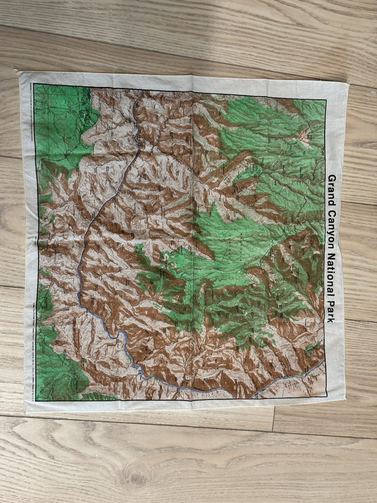Vintage 1995 Grand Canyon National Park Map Bandana Printed Image Nature Facts