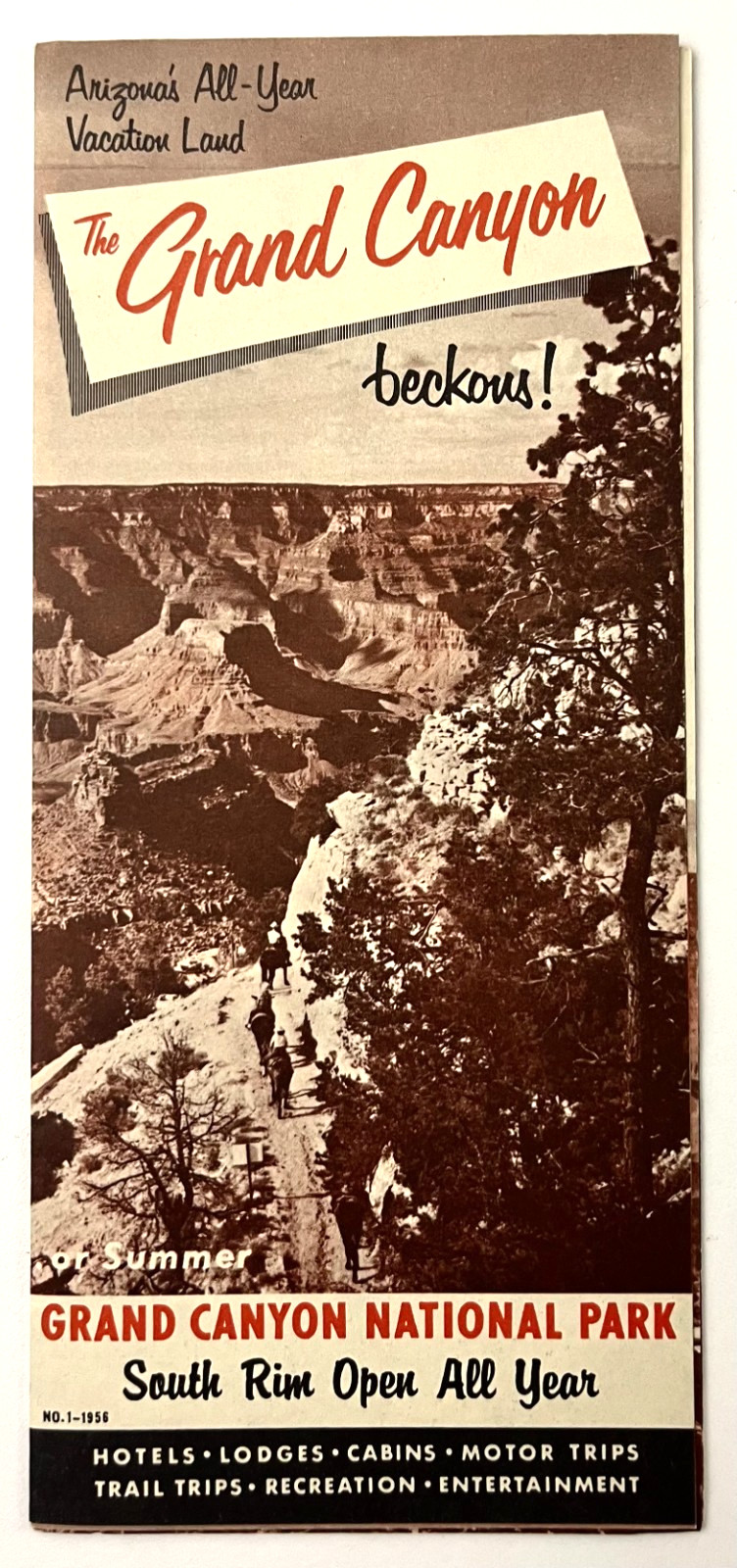 1956 Grand Canyon National Park AZ Midcentury Guide Map Vintage Travel Brochure