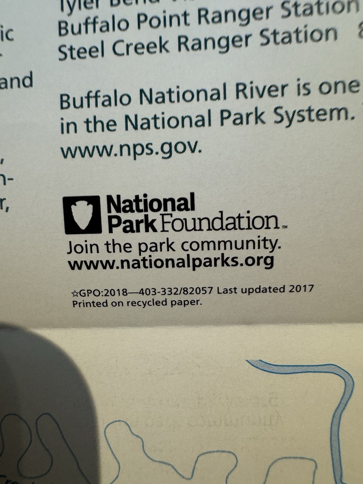 Buffalo National River NPS AR Unigrid Brochure/Pamphlet/Map GPO 2018