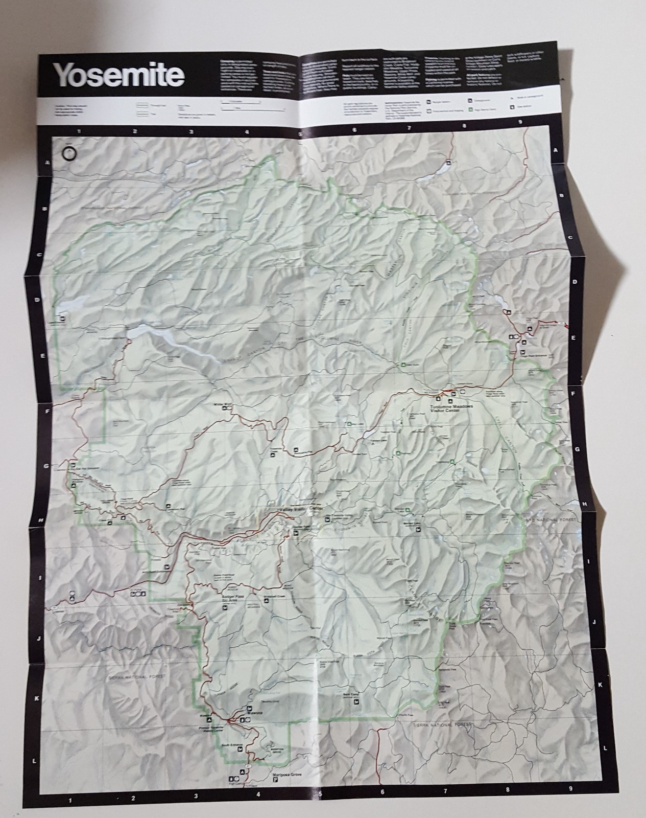 Yosemite National Park California 1986 Vintage Fold Out Map Brochure Tourism