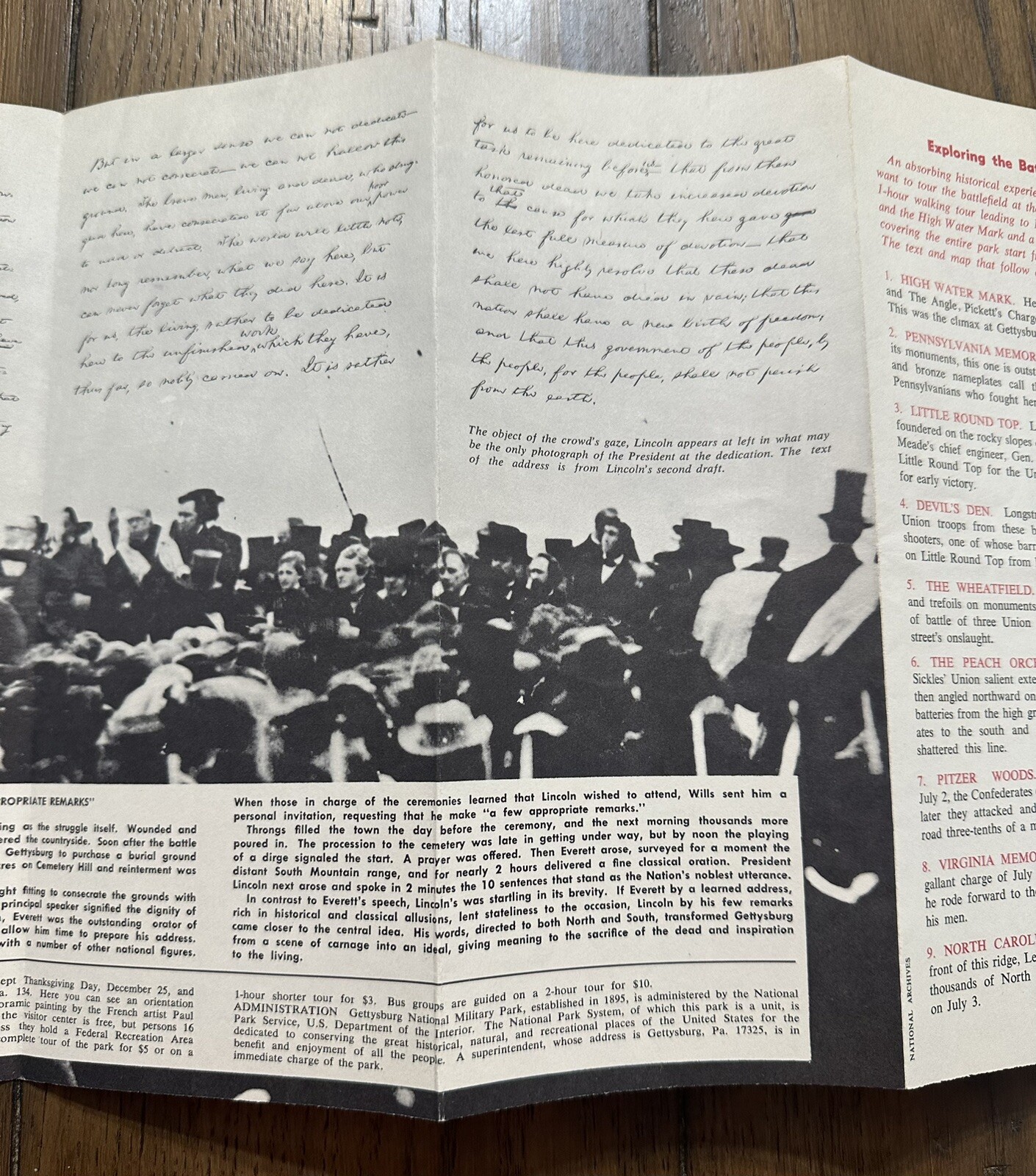 Vintage 1966 Gettysburg National Military Park Brochure Civil War