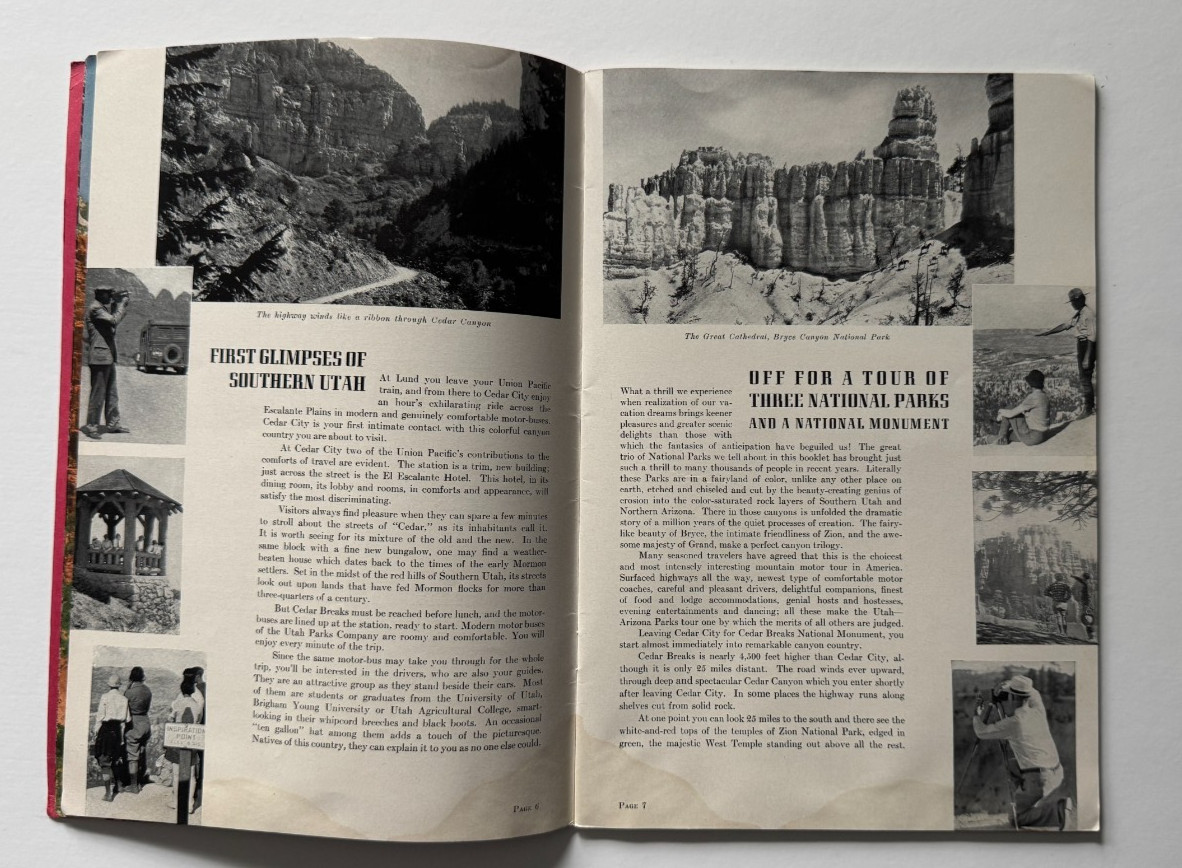 1940 Union Pacific Railroad Advertising Booklet Zion Bryce Grand Canyon Nat Park