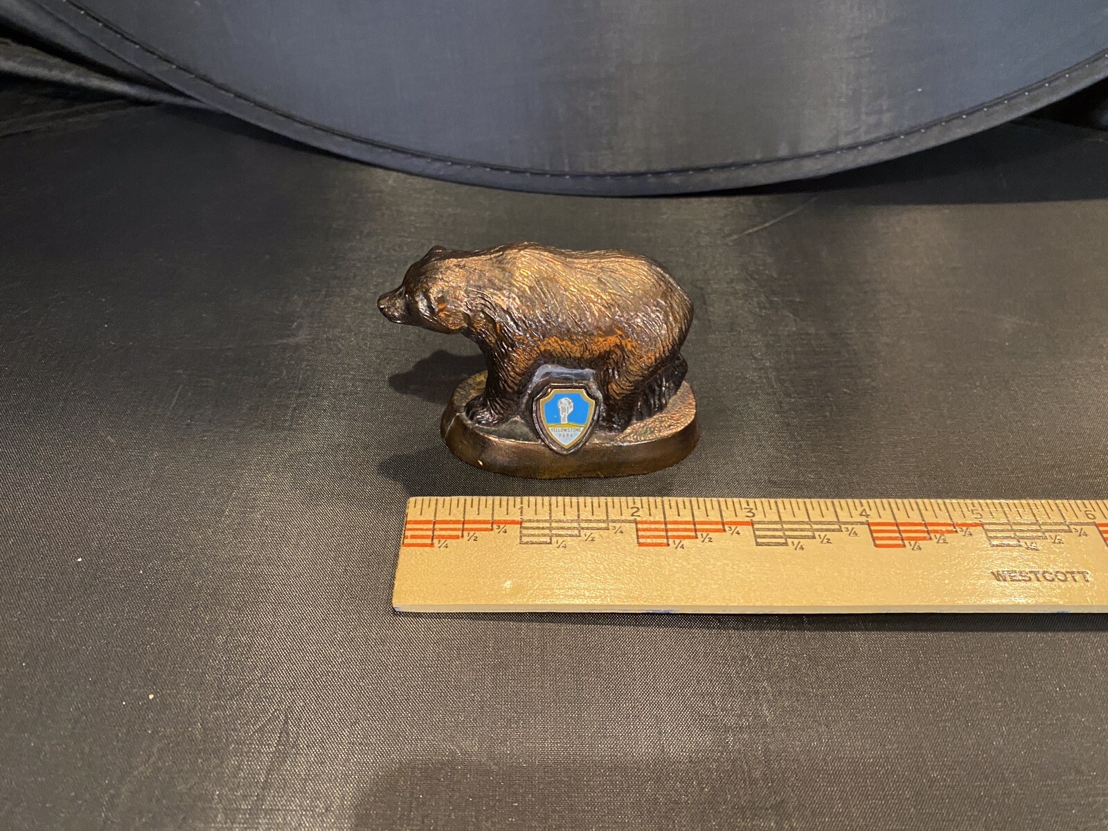 Vintage Yellowstone National Park Grizzly Bear Souvenir Copper Old Faithful Old