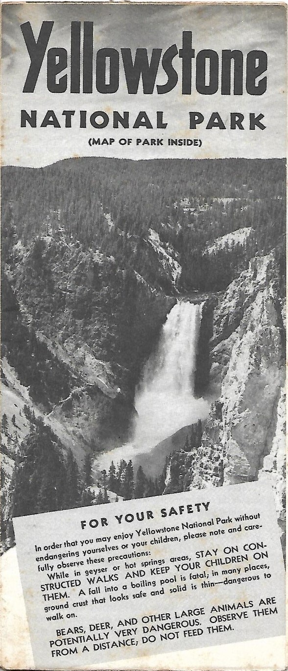 Official 1951 Road Map Brochure YELLOWSTONE NATIONAL PARK Montana Wyoming Idaho