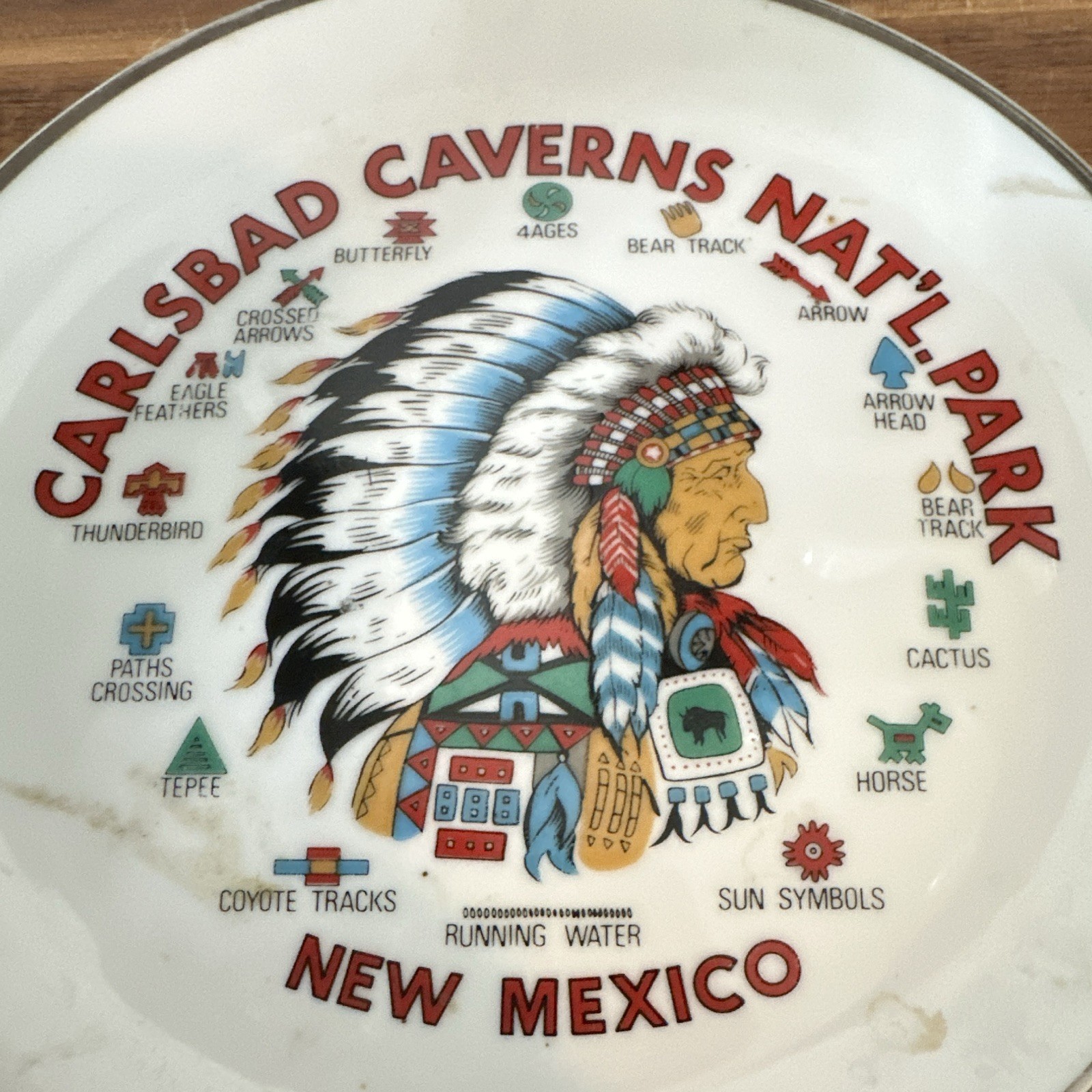 Carlsbad Caverns National Park New Mexico Souvenir Plate Japan Native Chief