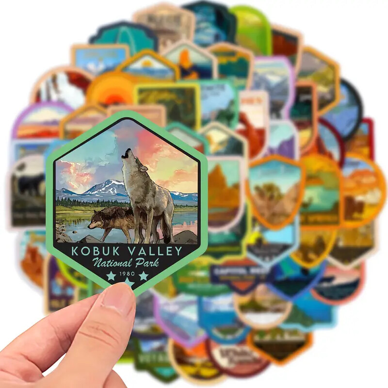63 Pack American National Park Vinyl Stickers Durable Artistic Decals for Laptop