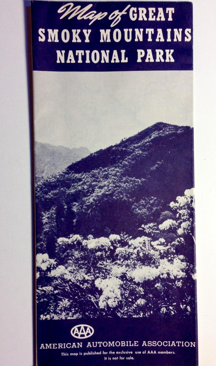 Original Vintage 1959 AAA Map of Great Smoky Mountains National Park Tenessee NC