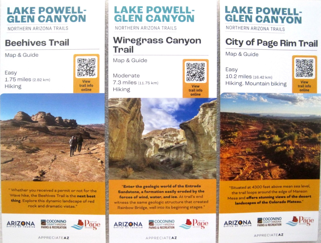 Glen Canyon National Recreation Area 3 Different Trail Maps Lot E