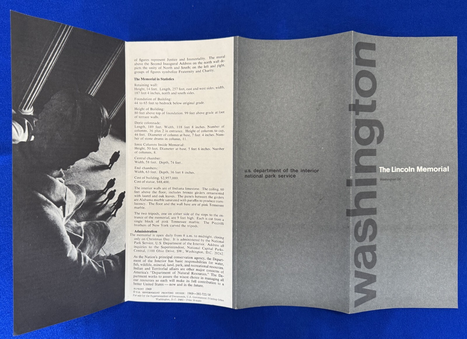 Vintage 1969 The Lincoln Memorial Washington DC National Park Service Brochure 1