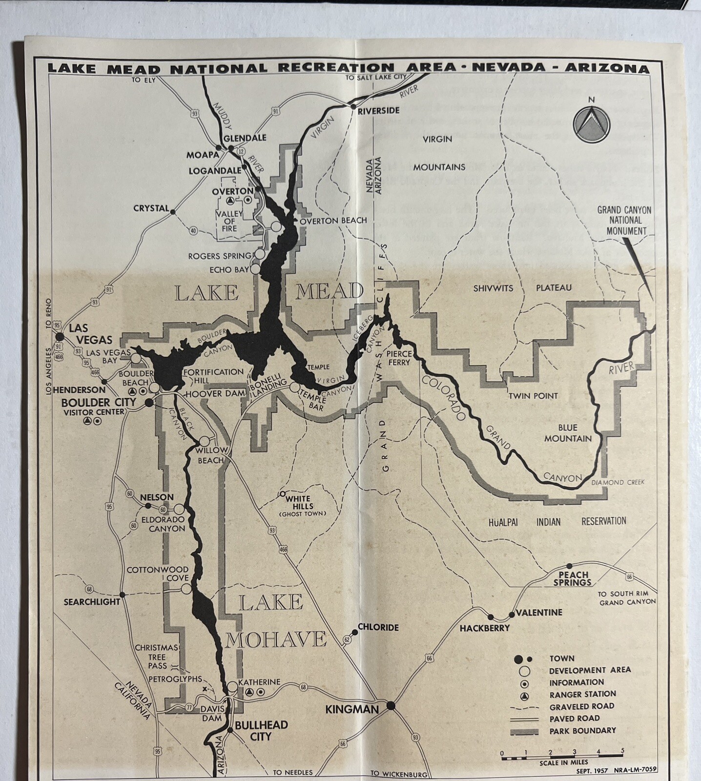 Lake Mead & Lake Mohave Arizona Nevada Map 1957 US Dept Of Interior