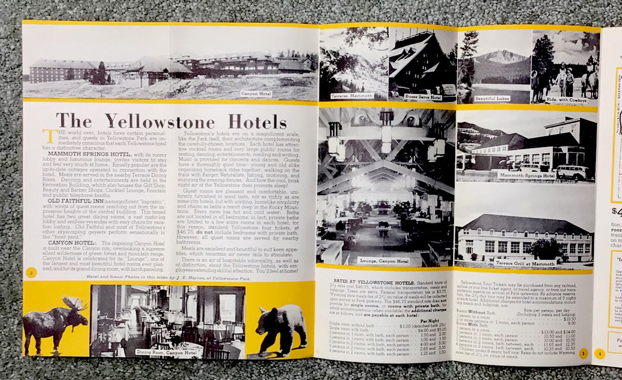 1951 Yellowstone National Park Folder Brochure