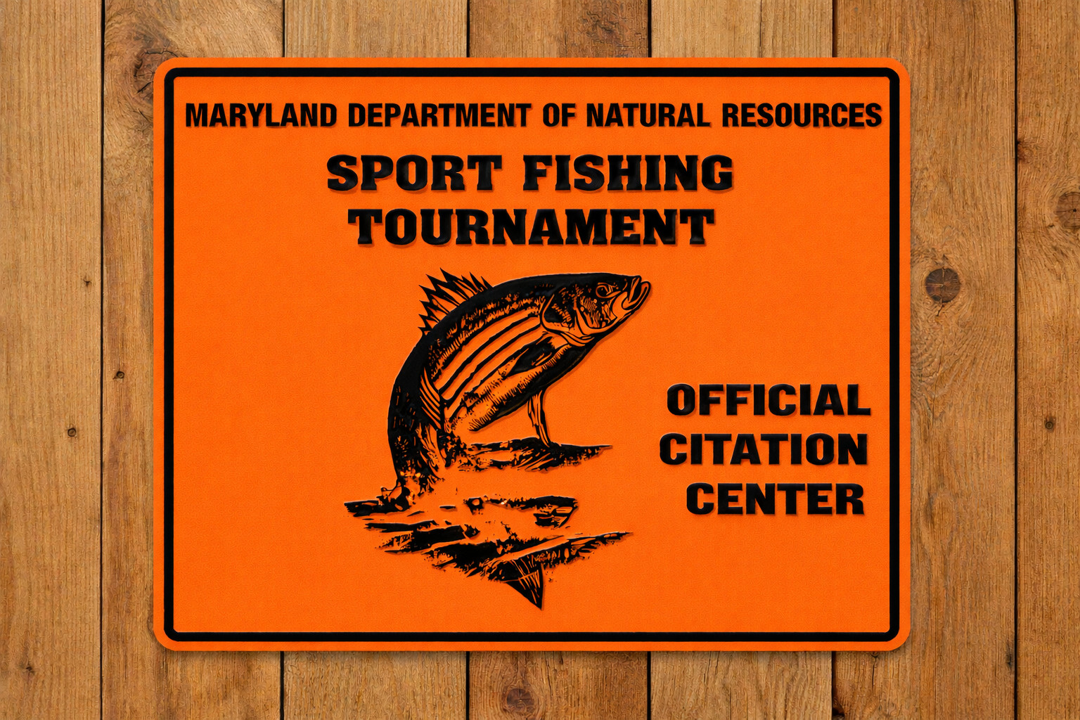 Maryland DNR Sport Fishing Tournament Sign Official Citation Center Boat Fish