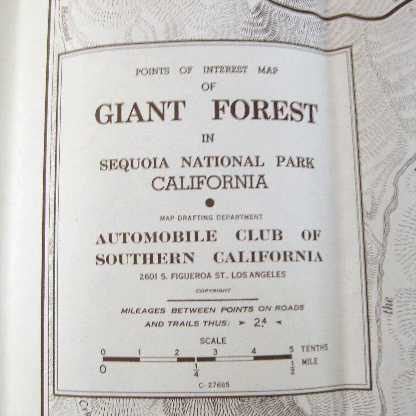 Inyo Sequoia Outing Map National Park Hiking California AAA Vintage 1970s