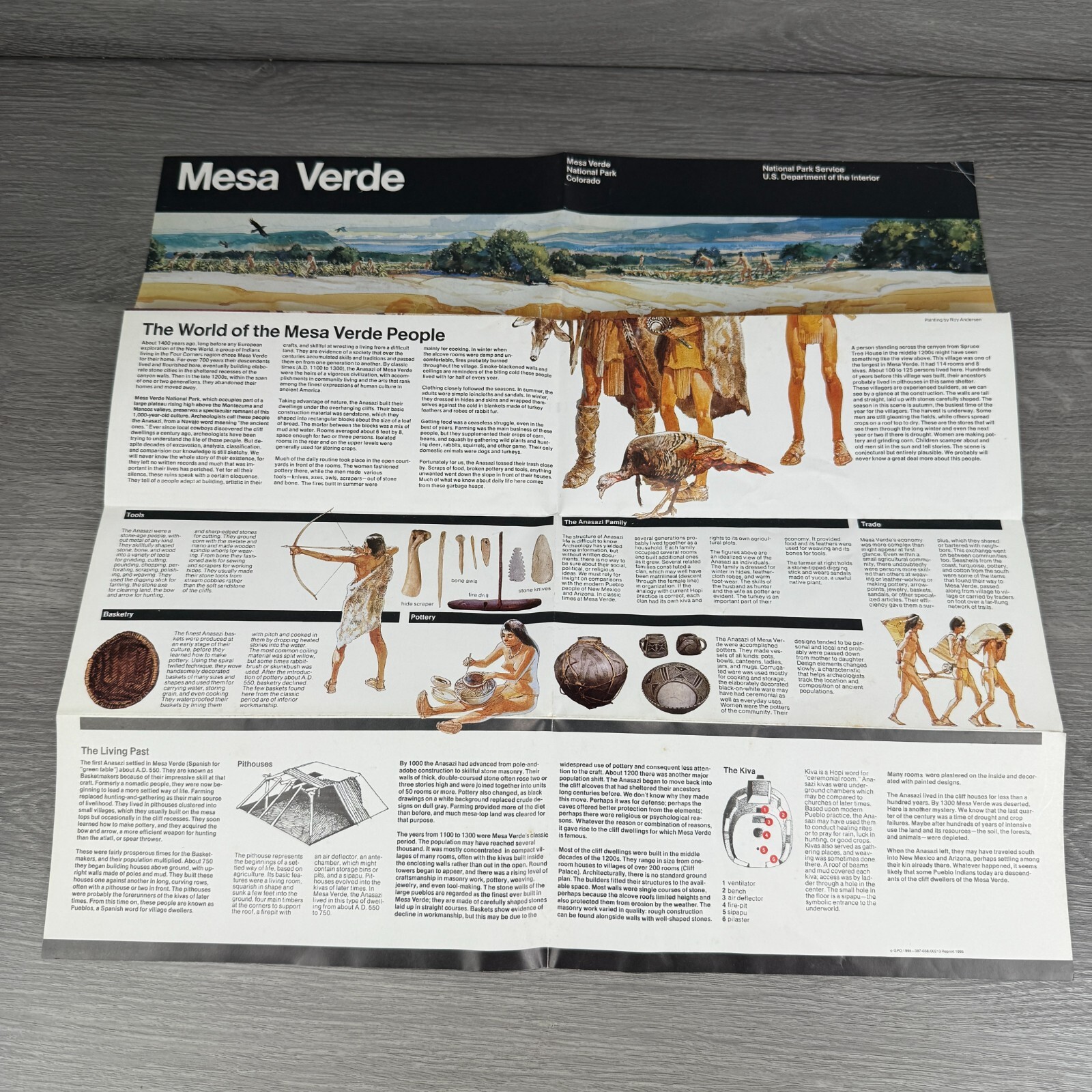Vtg 1995 Mesa Verde National Park Colorado Brochure USDOI Map Guide History Info