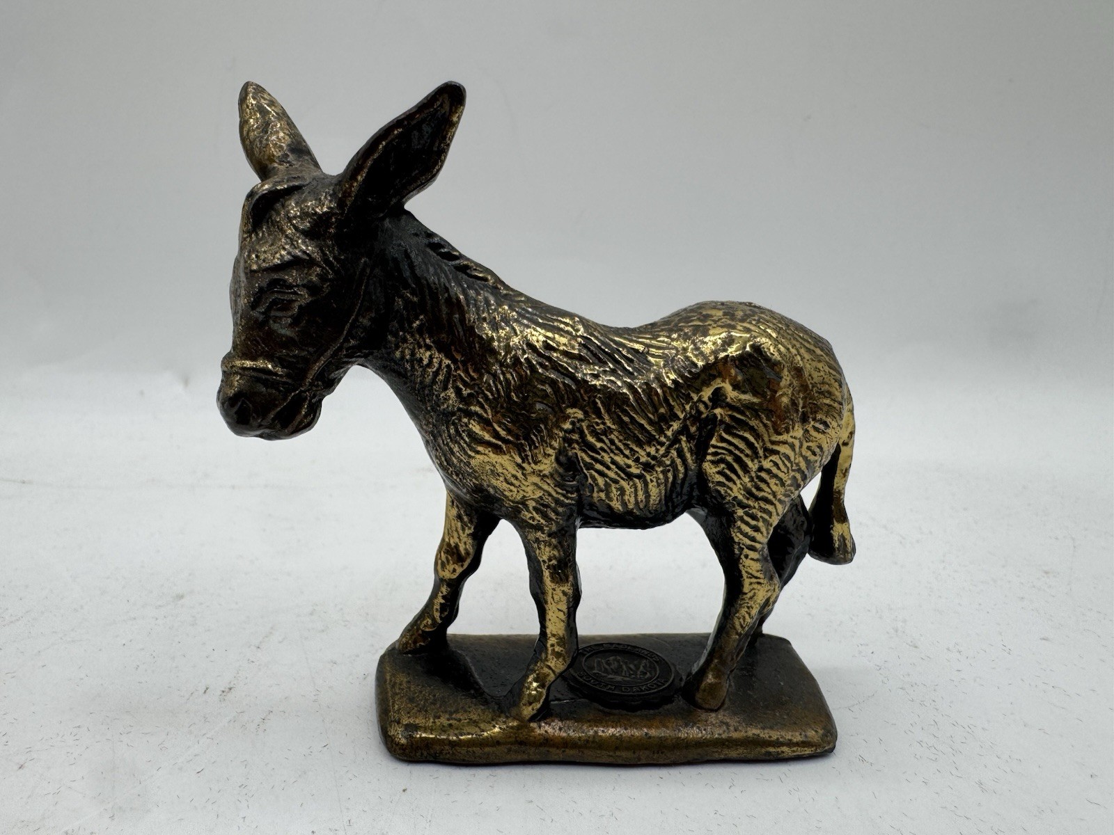 Badlands National Park South Dakota Lot Of 2 Brass Figurines Donkey+Buffalo