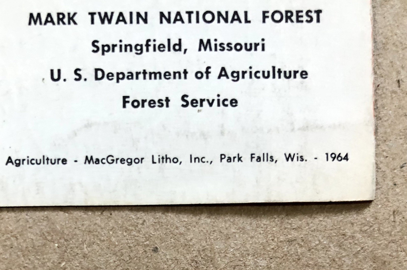 Mark Twain National Forest, 1964 Forest Service Map, Woodchuck Forest Trail, VG+