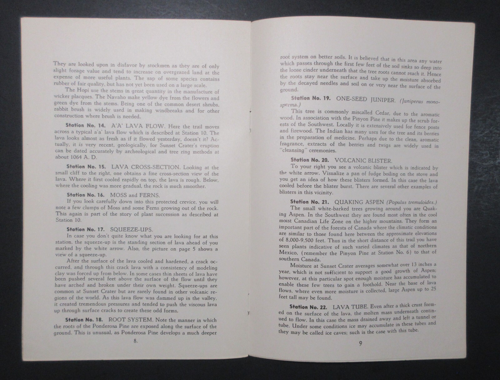 1956 Sunset Crater National Monument Guide to Lava Flow Nature Trail