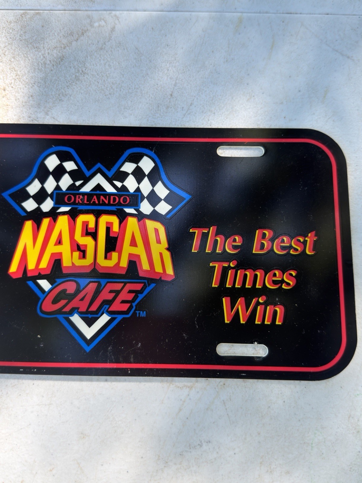 Vintage NASCAR CAFE Smoky Mountains Plastic License Plate Novelty Life’s A Race