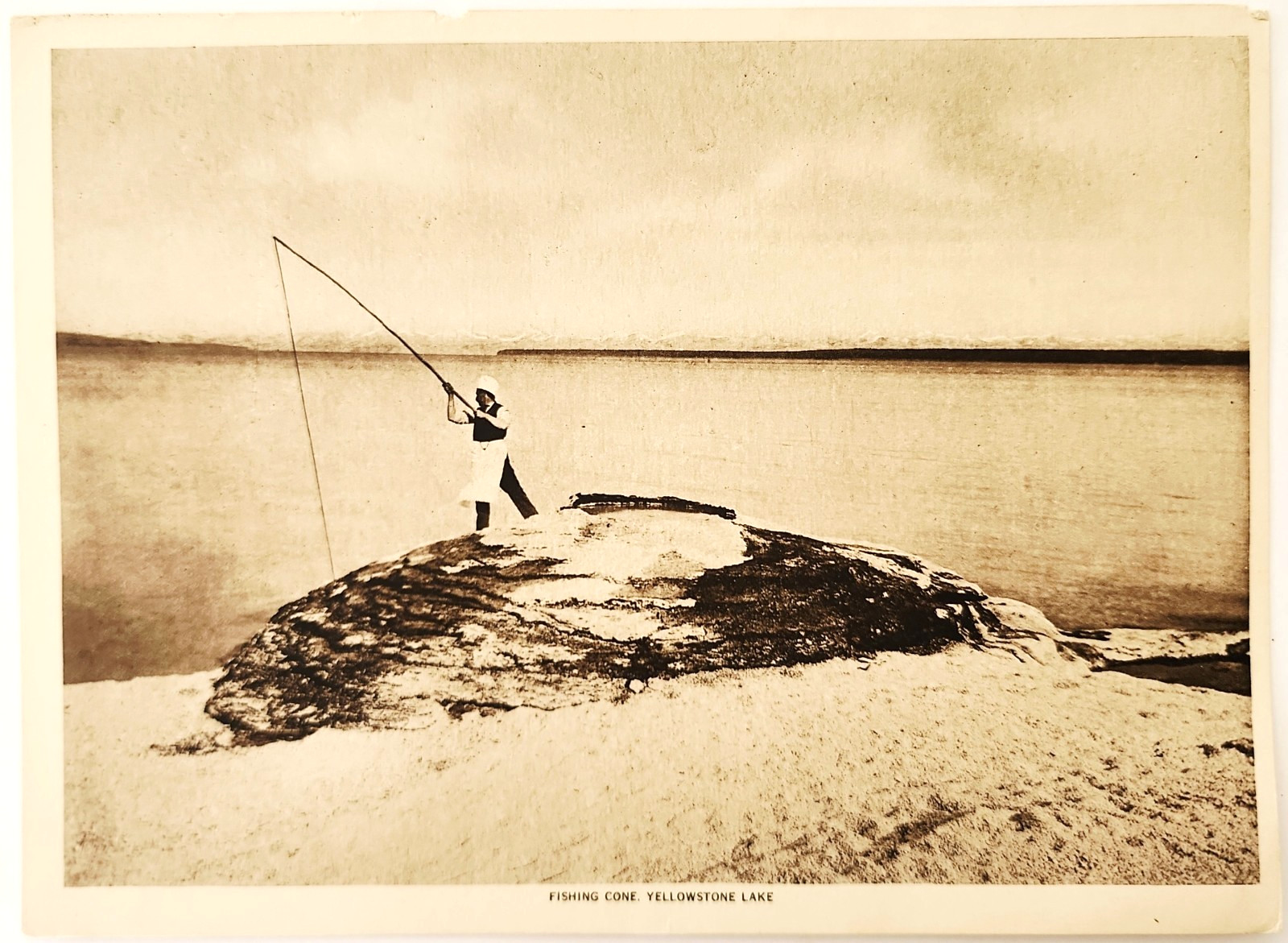 1915 Fishing Cone Photogravure Print Antique Yellowstone National Park Lake
