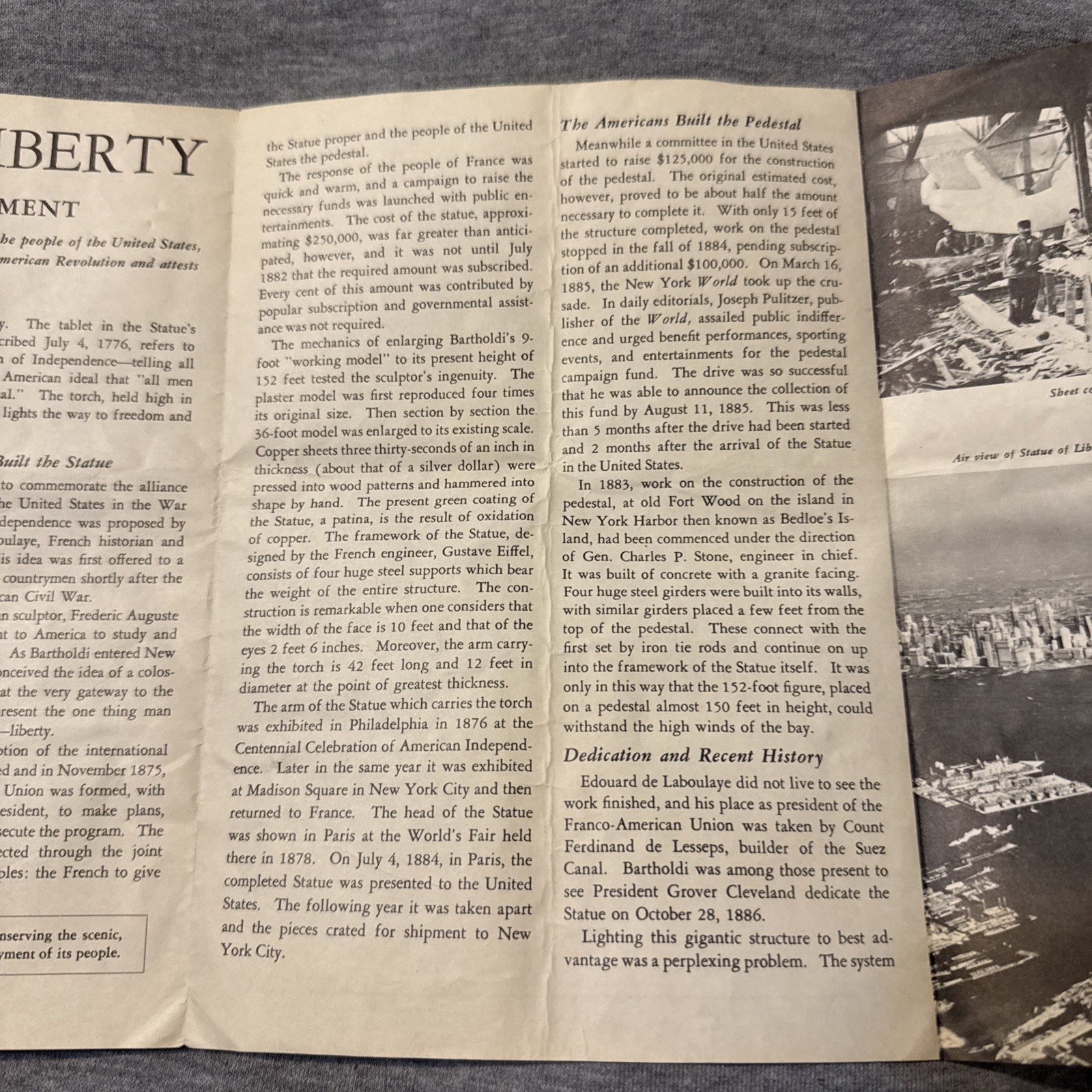 Vintage Statue of Liberty National Monument Brochure Map New York City NYC 1960