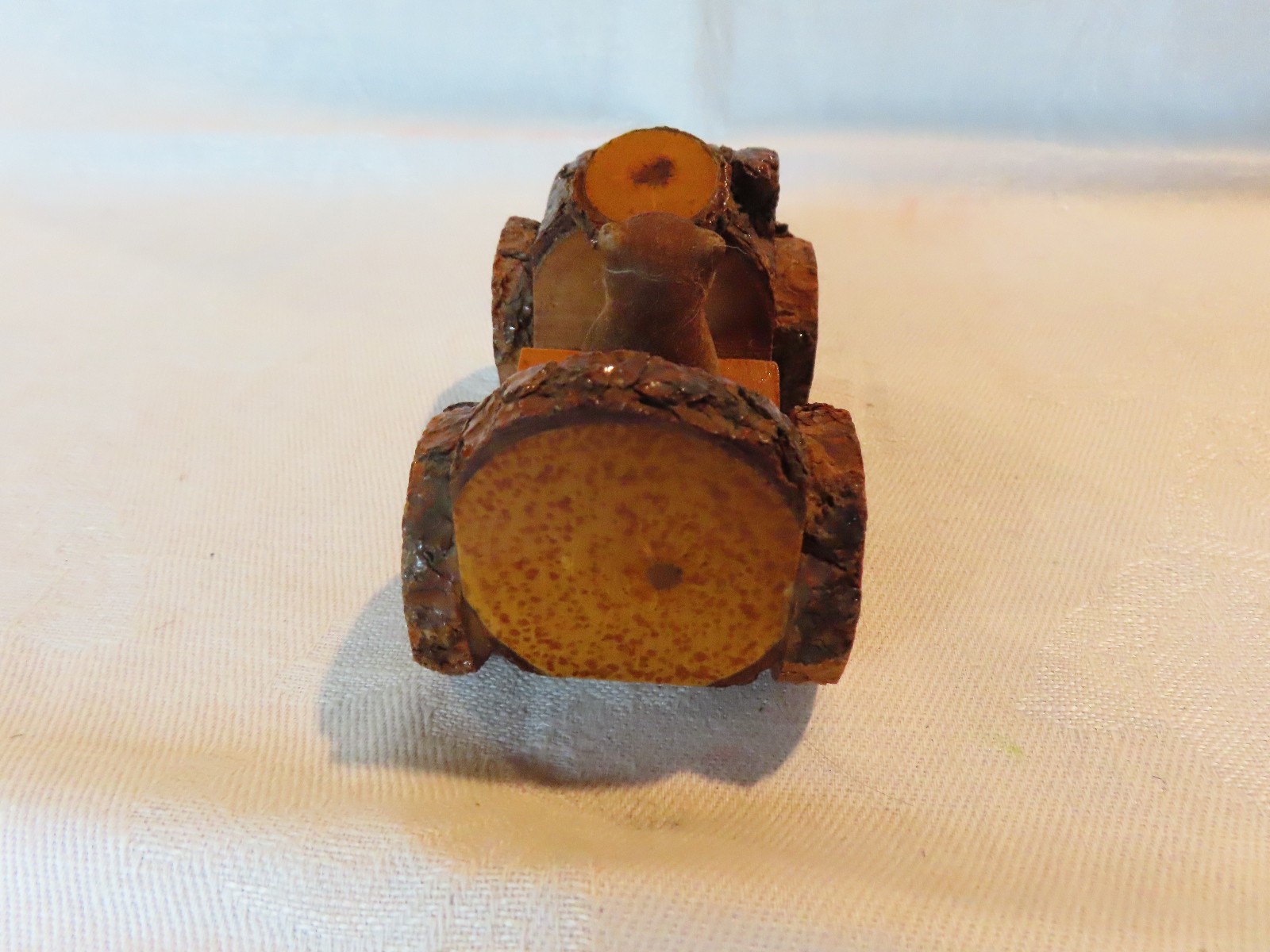 Vintage Yellowstone National Park Teddy Bear in wooden car souvenir