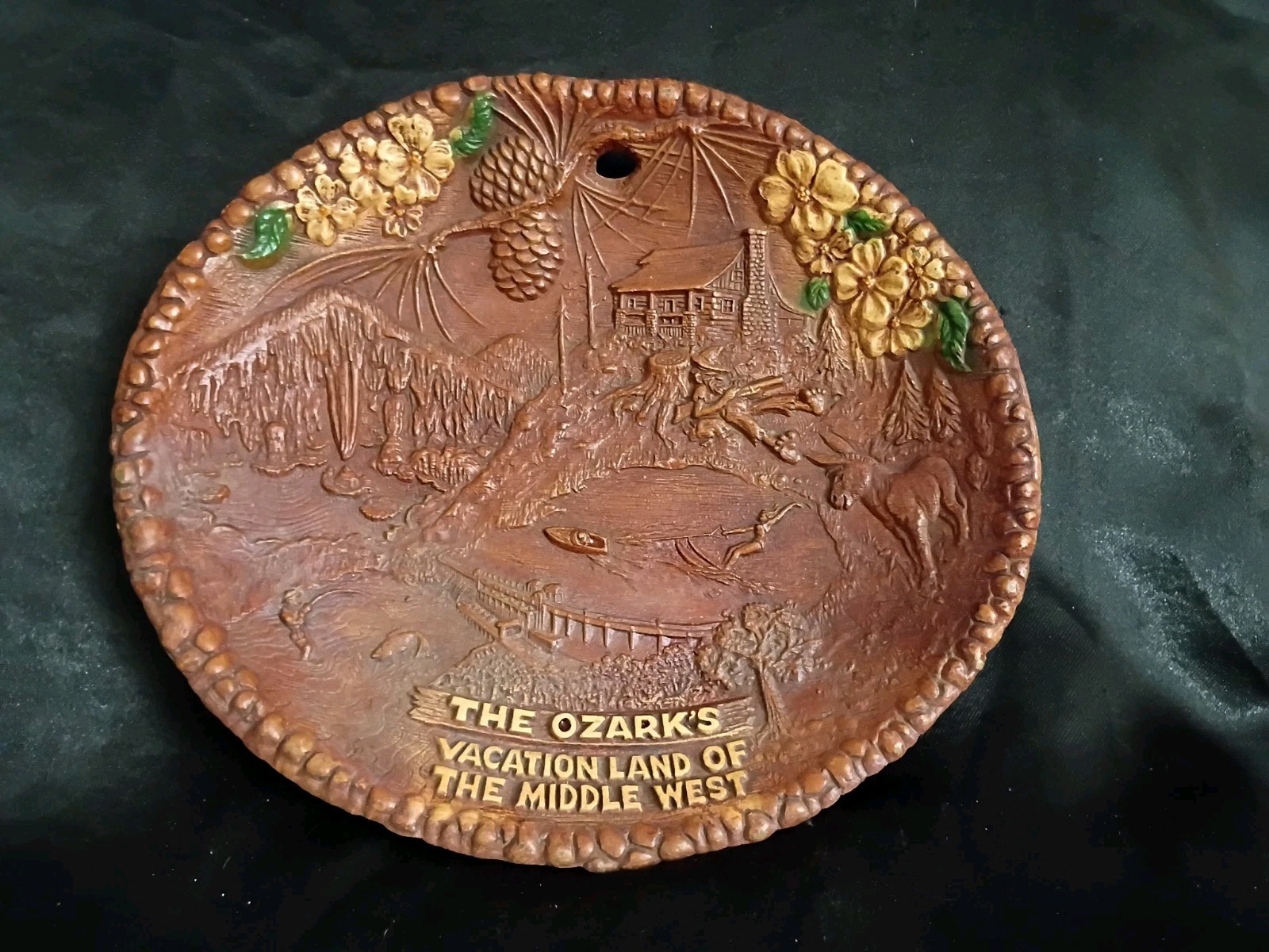 Vintage Souvenir Bowl The Ozark’s, Branson, MO Faux Wood Lugene’s