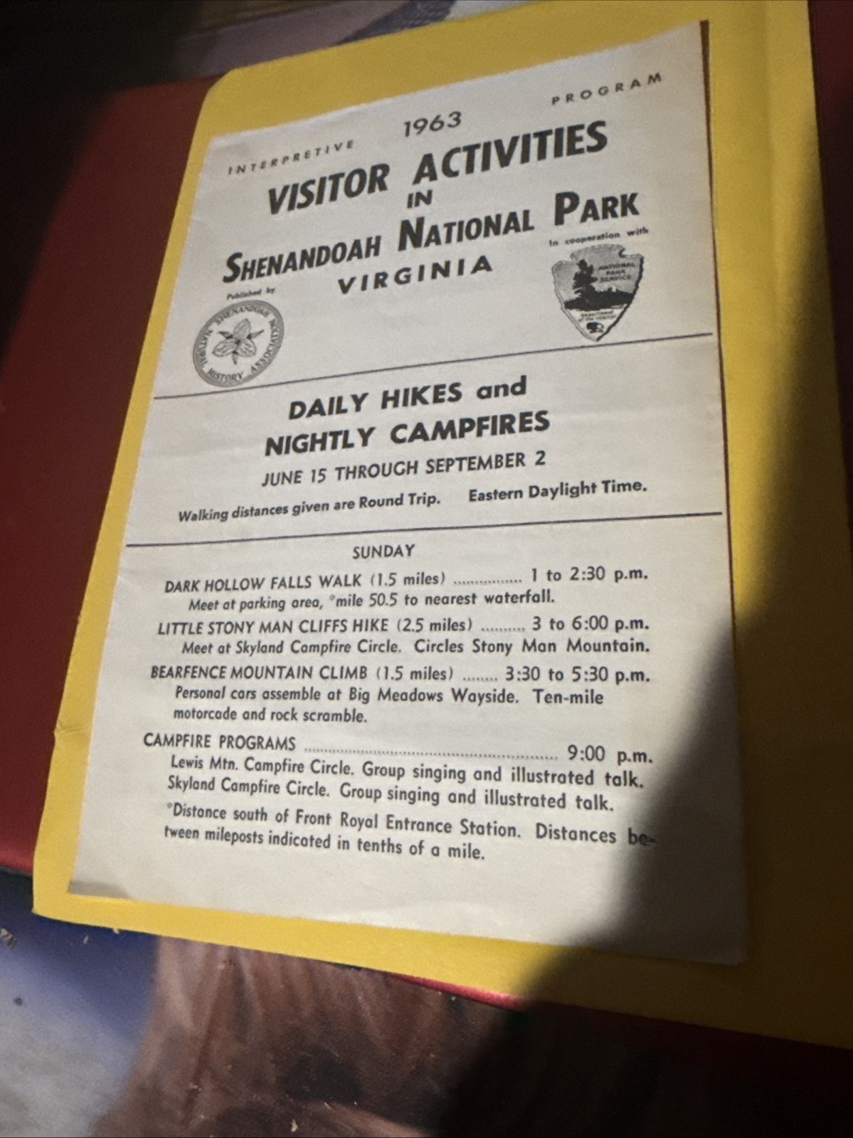 1963 Visitor Guide Shenandoah National Park Virginia Brochure