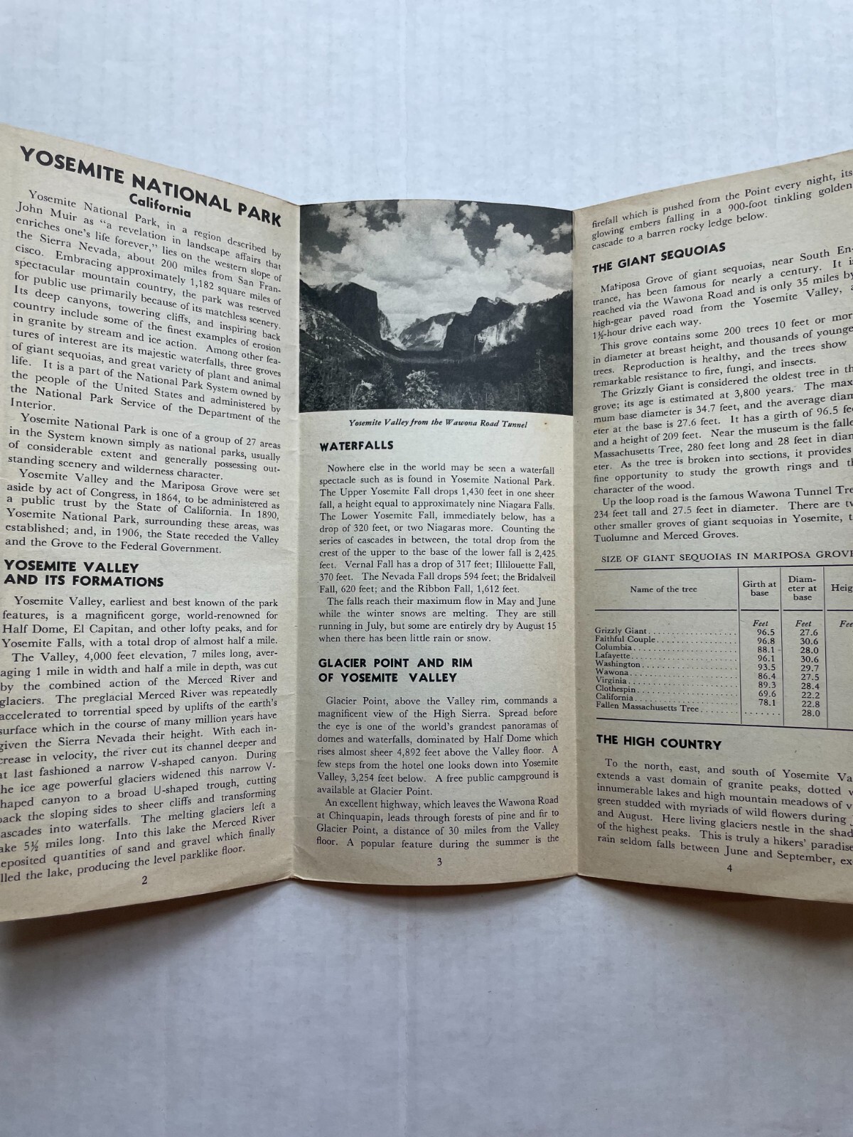 1946 Yosemite Park Entrance Guide w/ Map and Facilities