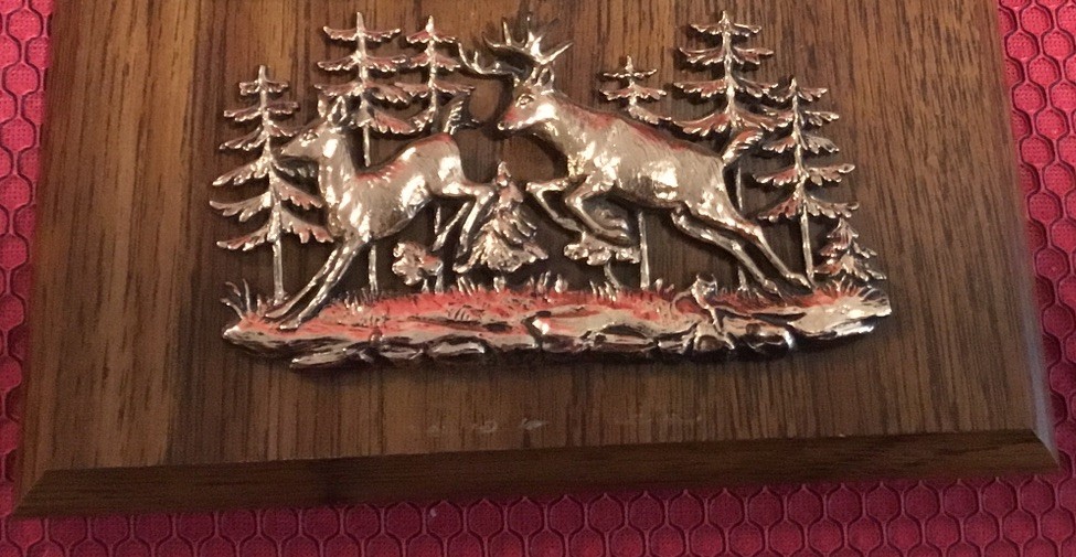 Souvenir Wall Plaque. Old Faithful. Yellow Stone National Park. Deer Framed 0903