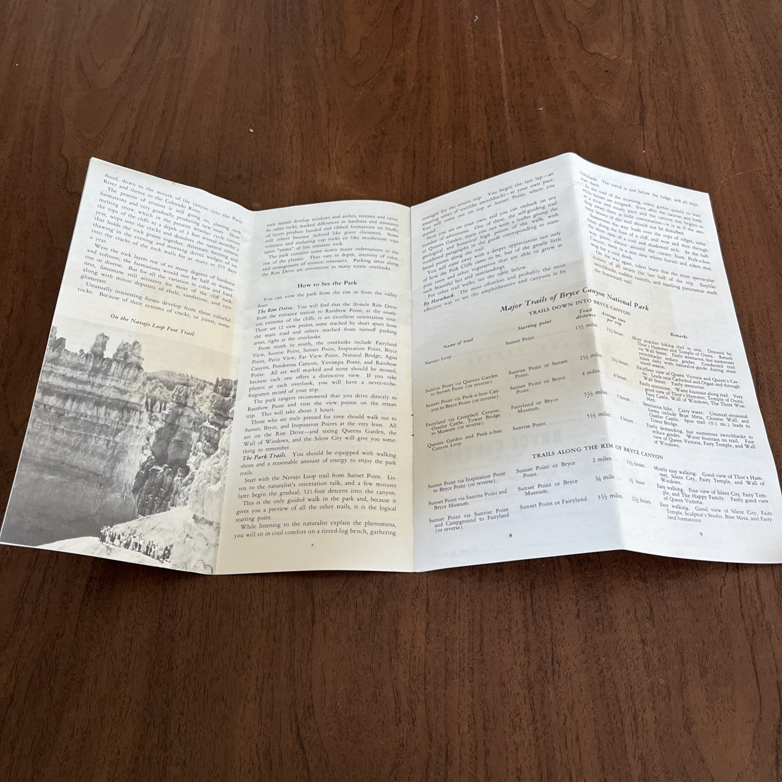 Official 1959 Trail Map Booklet BRYCE CANYON NATIONAL PARK Utah