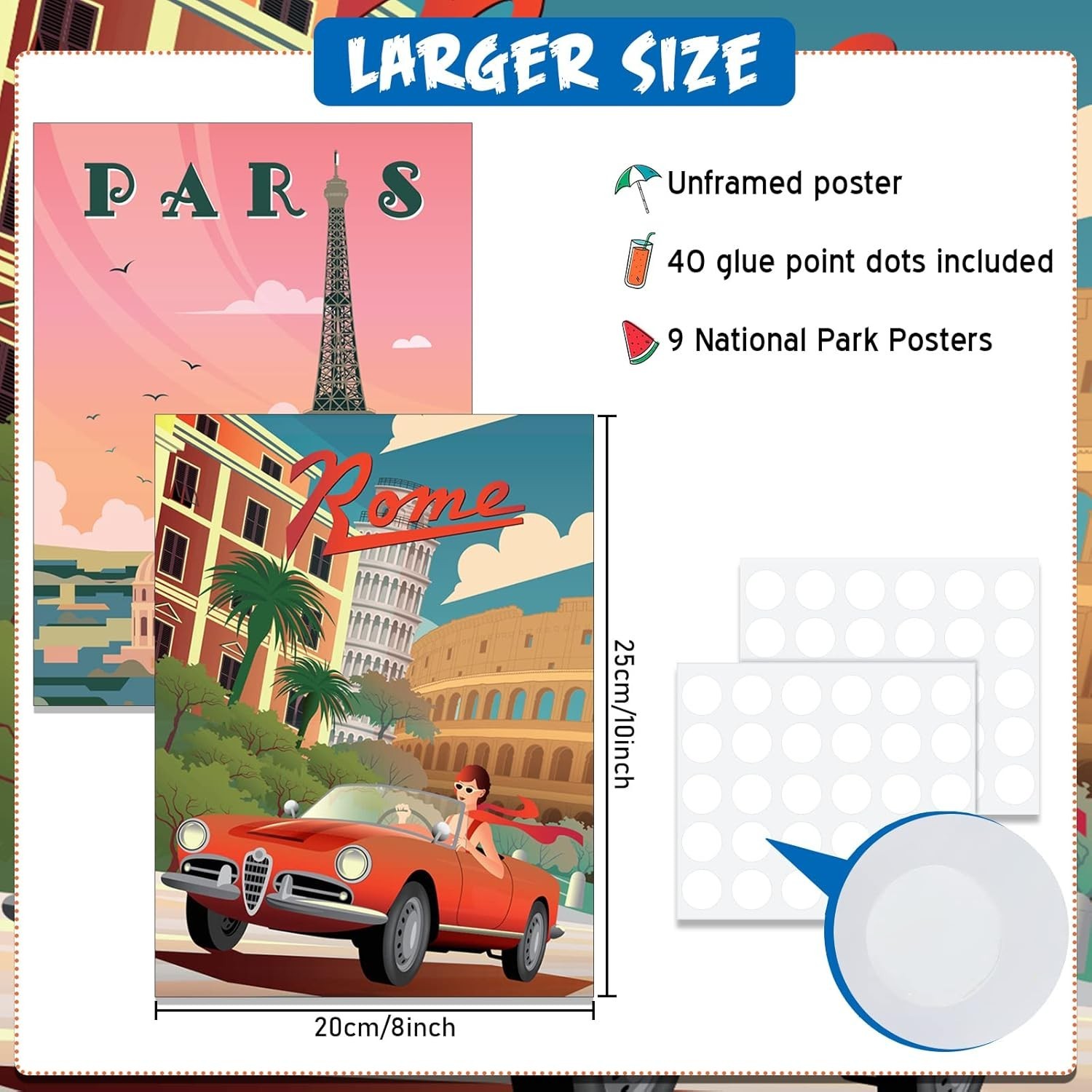 Unframed Vintage National Park Art Prints – 9 Scenic Nature Posters, 8×10