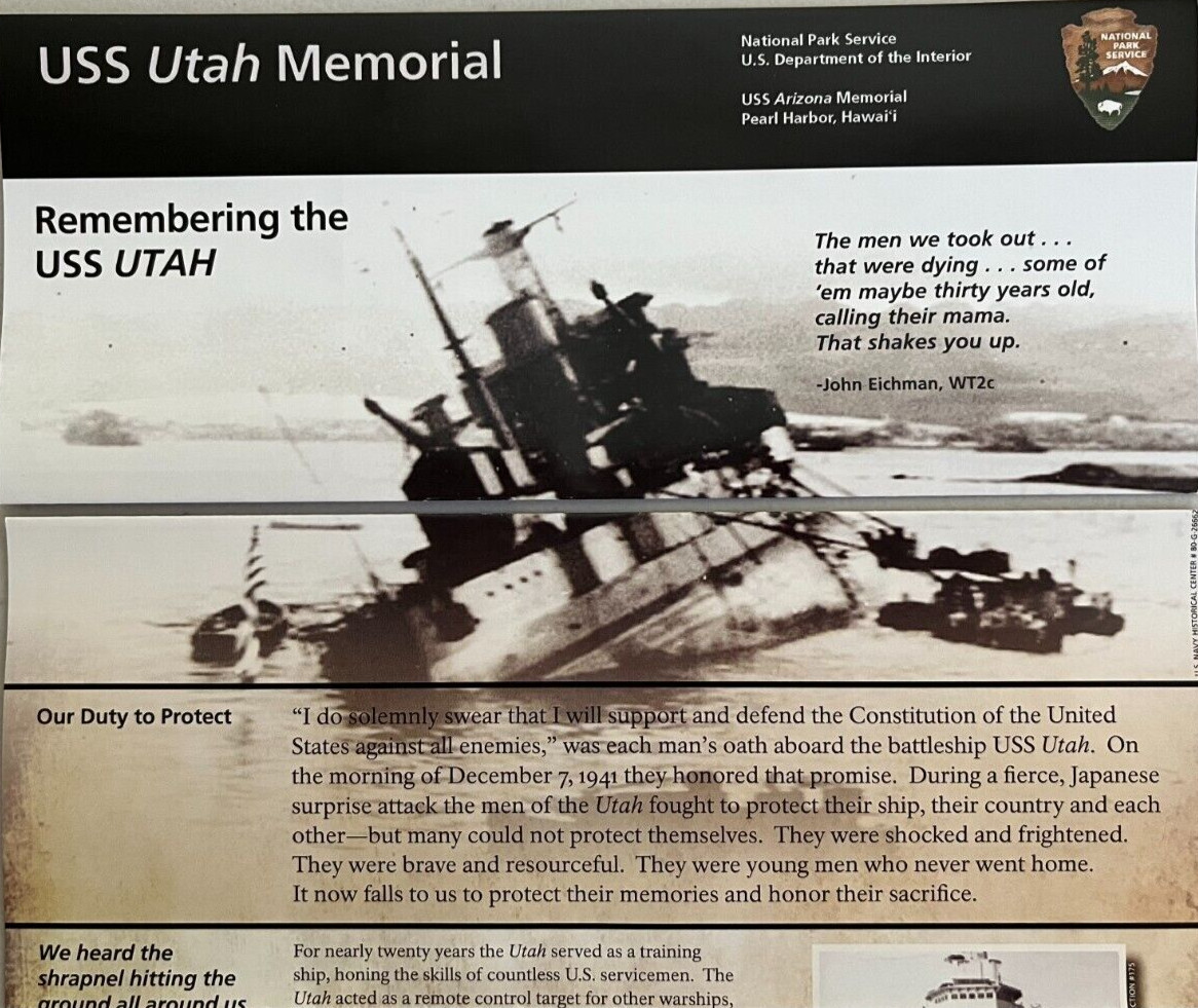 USS UTAH MEMORIAL – Pearl Harbor Hawaii NATIONAL PARK SERVICE UNIGRID BROCHURE