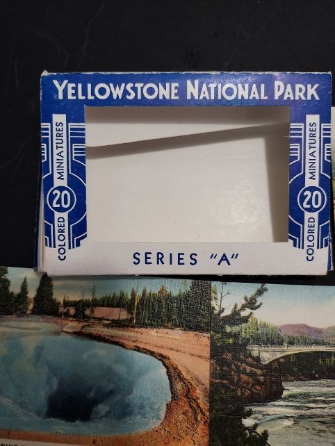 YELLOWSTONE NATIONAL PARK 20 Souvenir Views Miniature Linen Picture Cards 1930’s