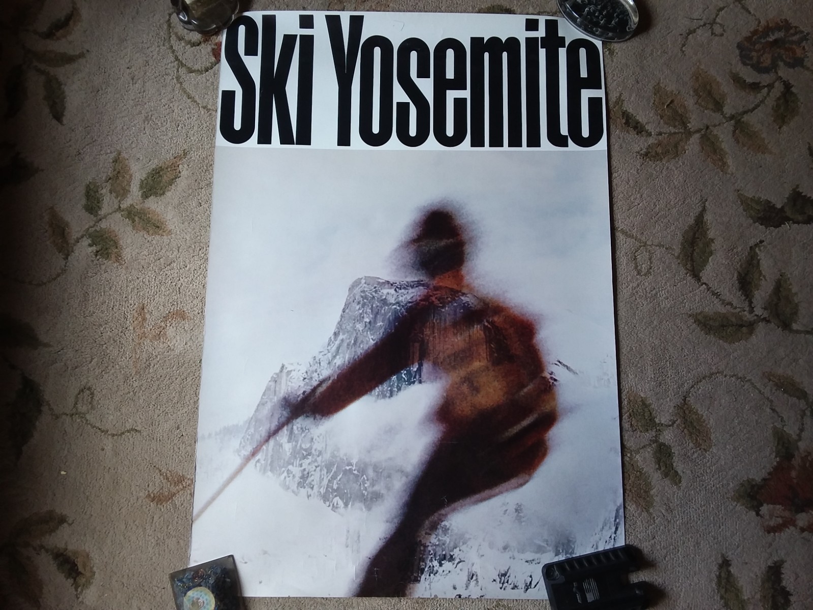 Vintage “Ski Yosemite” Wall Poster National Park Winter Sports Advertise Collect