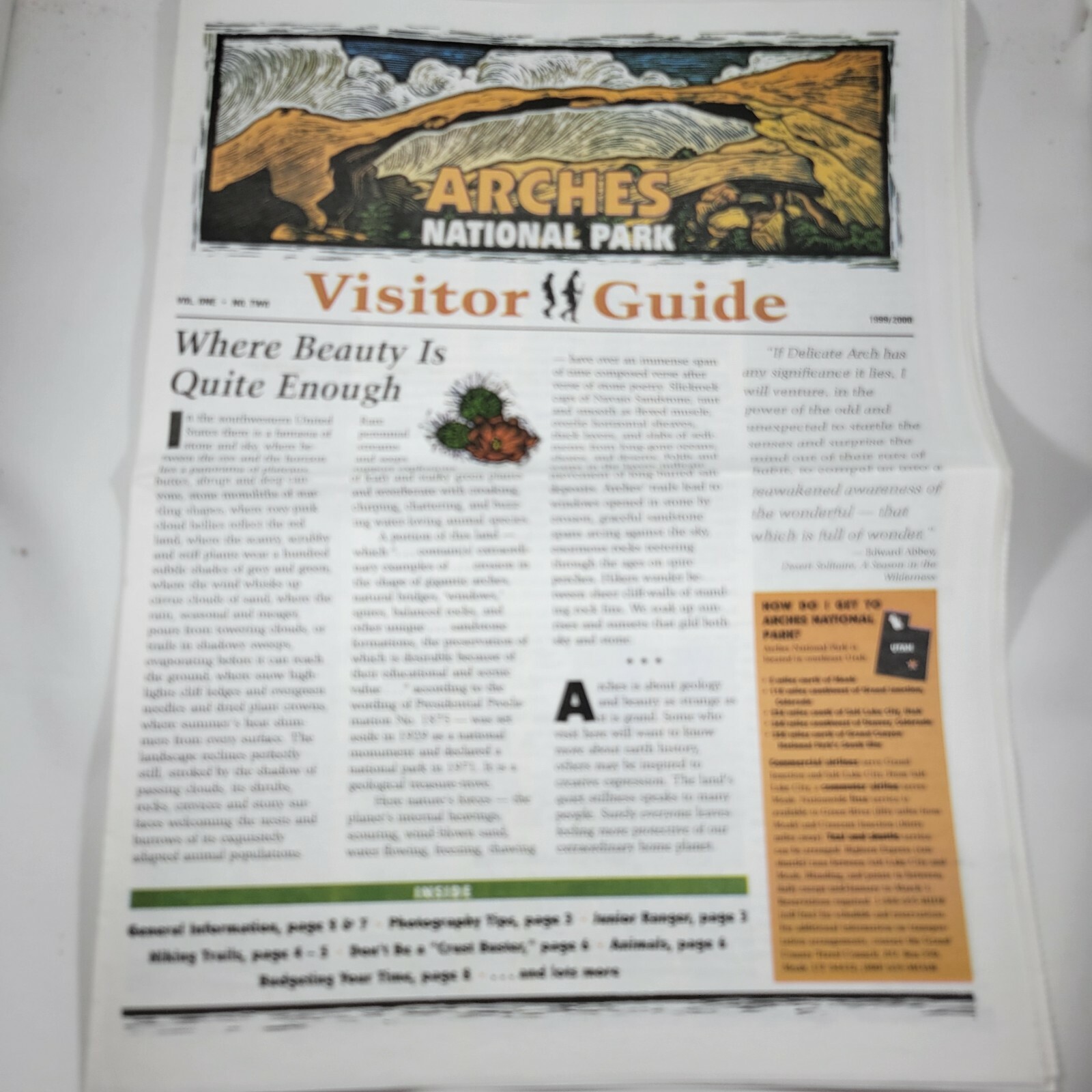Vintage Arches National Park Visitor’s Guide 1999/2000 Utah National Park