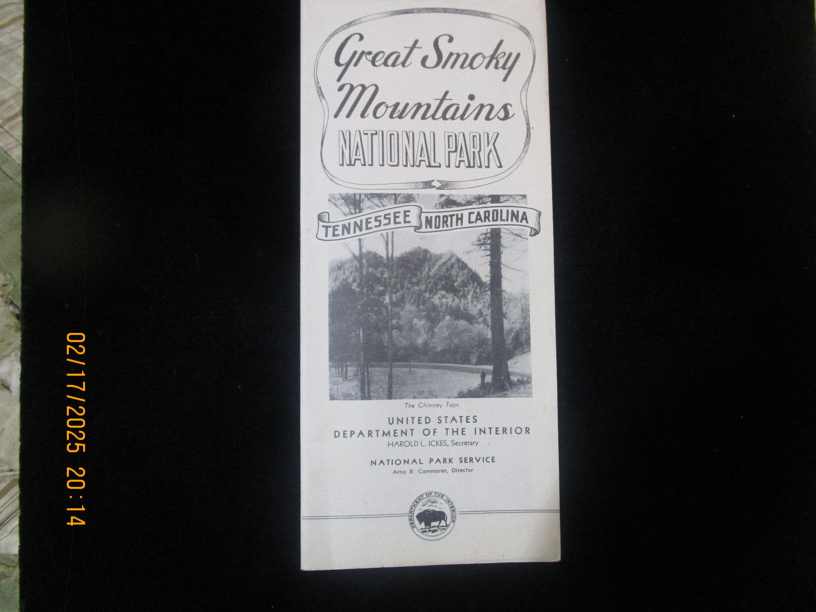 Great Smoky Mountains Nat’l Park MAP In Brochure 12″ X 24″ +/- North Carolina