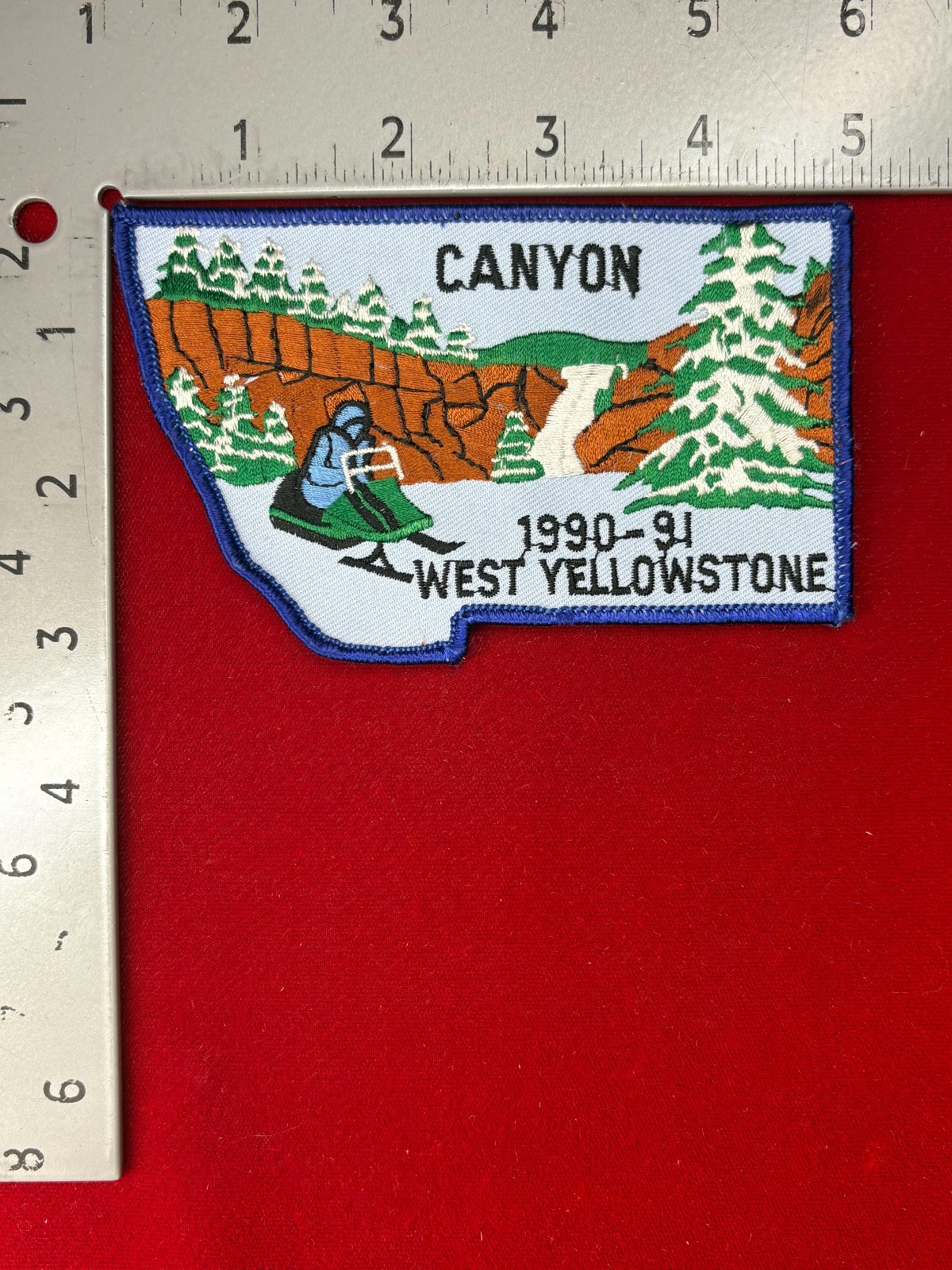 VINTAGE “WEST YELLOW STONE MONTANA 1990-91” SEW-ON PATCH (UNUSED)