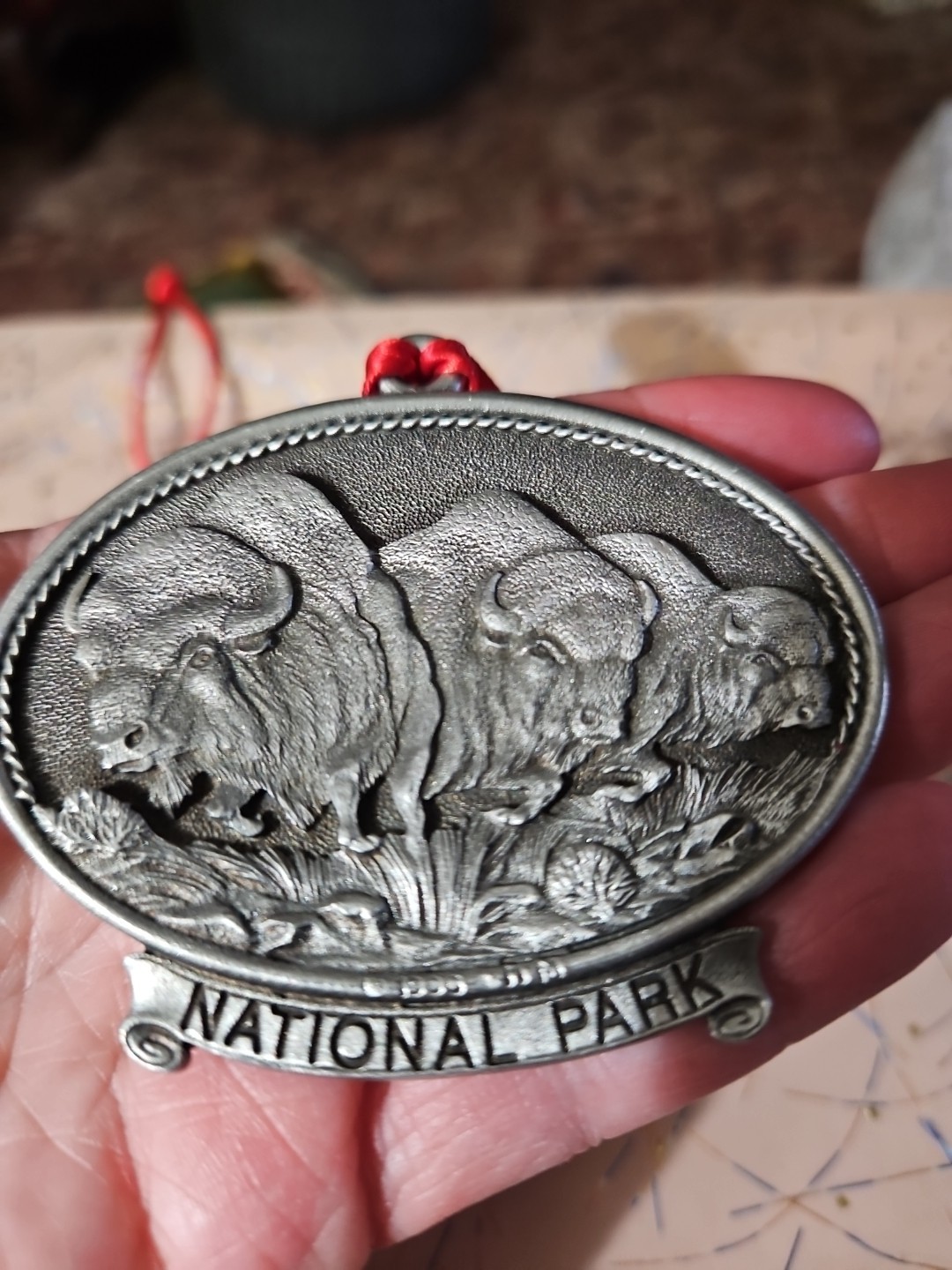 Yellowstone Natl Park Pewter Ornaments – BISON /BEAR/MOOSE Doublesided