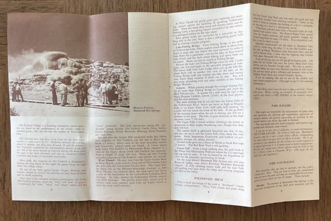 Rare 1957 Yellowstone National Park Road Map Guide Booklet Brochure