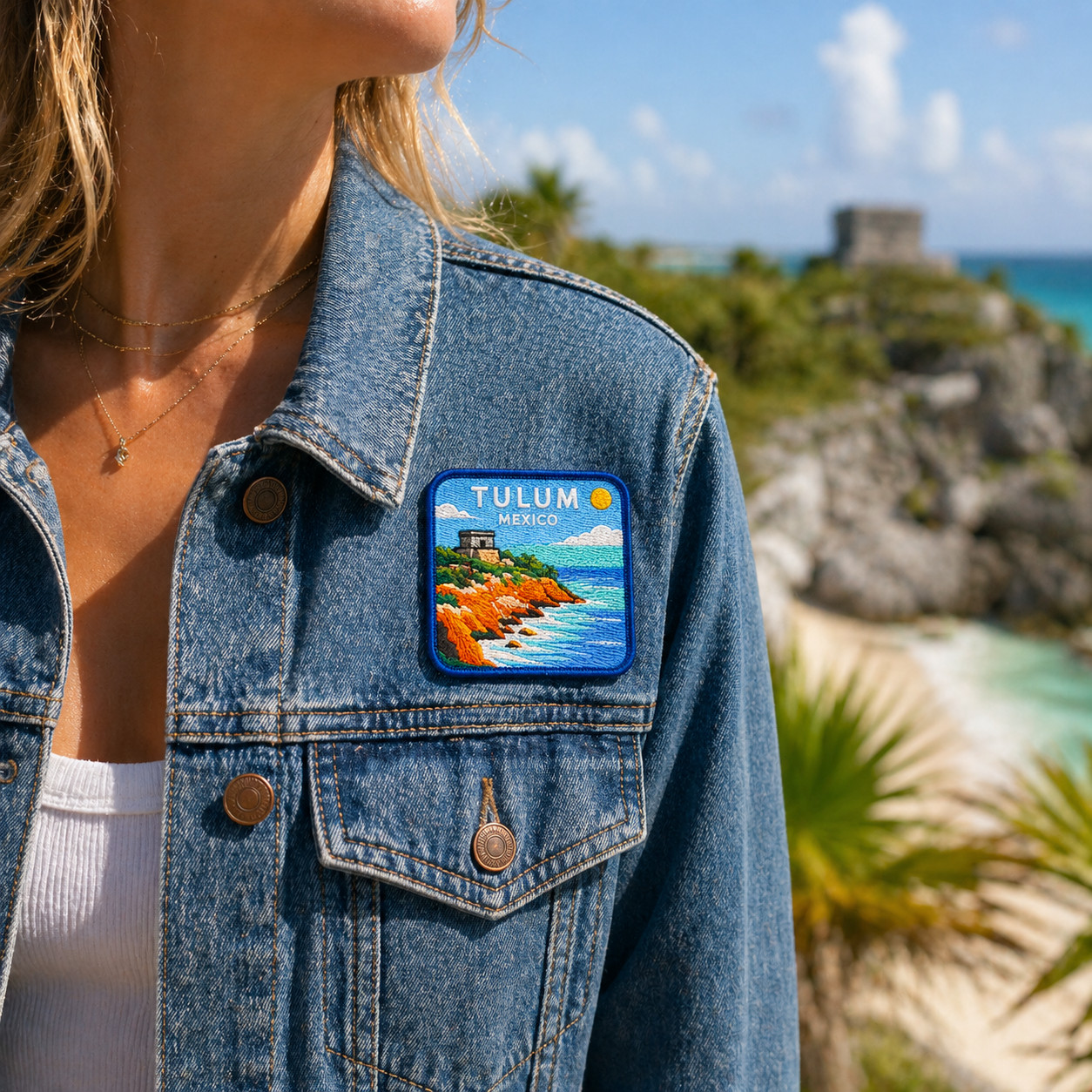 Tulum Mexico Mayan Ruins Embroidered Patch (3 Inch) – Coastal Travel Souvenir