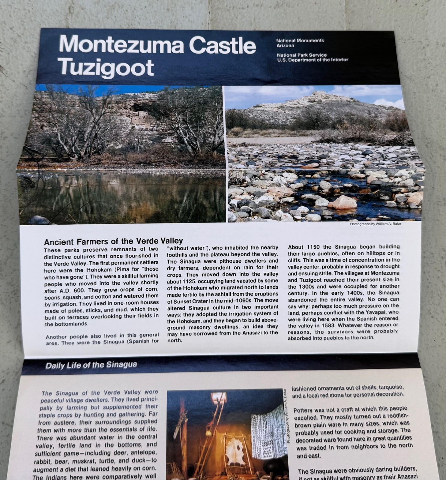Vtg 1999 MONTEZUMA CASTLE TUZIGOOT National Monument/Park Unigrid Brochure Map